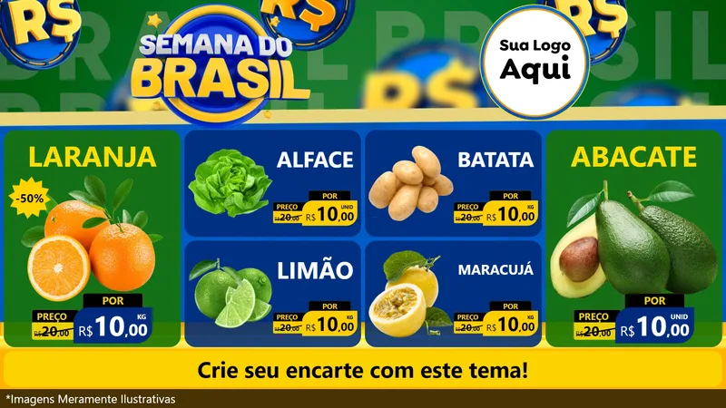 Modelo de TV para TV Horizontal com o tema Semana Do Brasil para Hortifrúti