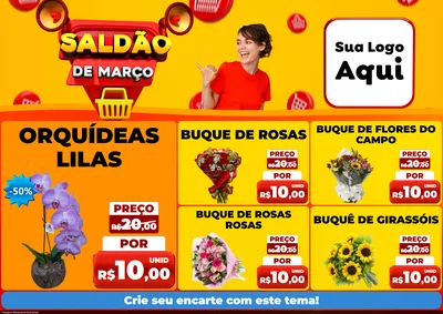 Modelo de Encarte para Encarte A4 Horizontal com o tema Saldão de Março para Floricultura e jardim