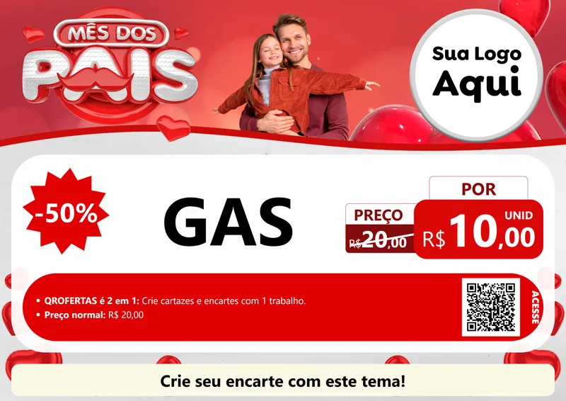 Modelo de Cartaz para Cartaz A4 Horizontal com o tema Mês dos Pais para Água e gás