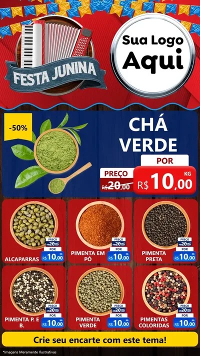 Modelo de Rede Social para Stories com o tema Festa Junina para Produtos Naturais