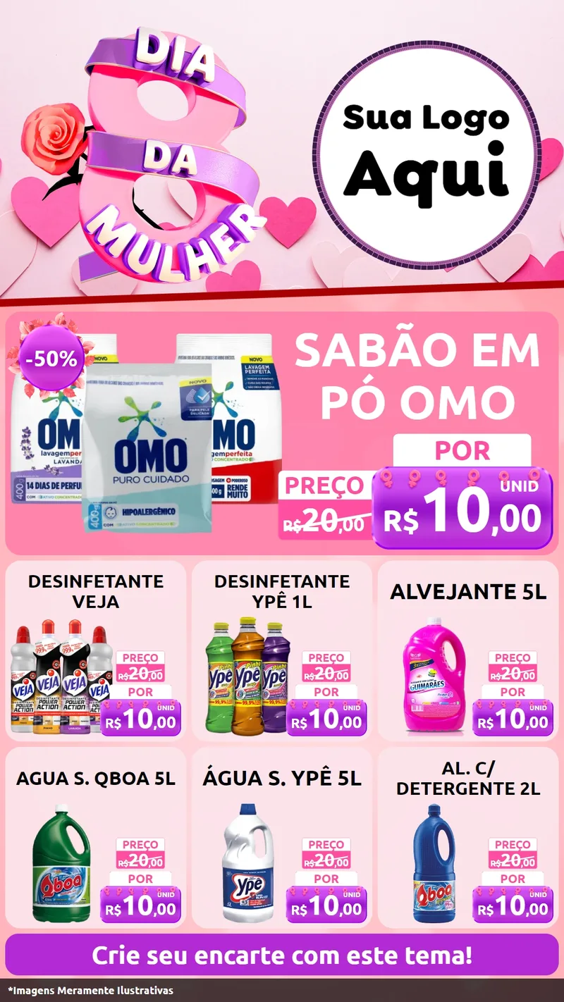 Modelo de Rede Social para Stories com o tema Dia da Mulher para Produtos de Limpeza
