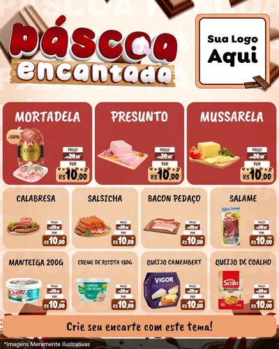 Modelo de Rede Social para Feed Instagram com o tema Páscoa Encantada para Frios e Laticínios