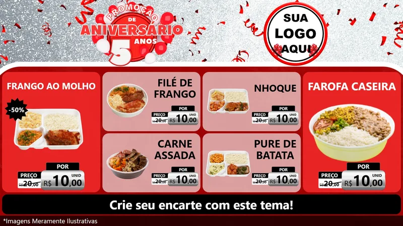 Modelo de TV para TV Horizontal com o tema Promoção de Aniversário - 5 Anos para Restaurante