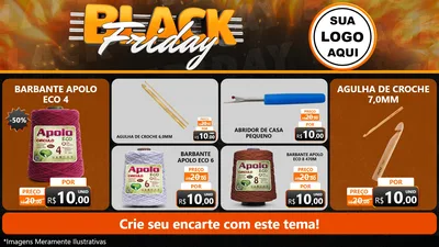 Modelo de TV para TV Horizontal com o tema Black Friday para Armarinho e Aviamentos