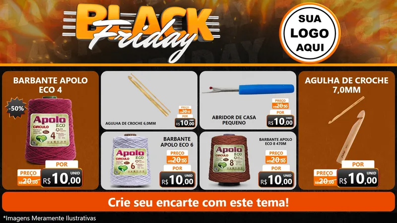 Modelo de TV para TV Horizontal com o tema Black Friday para Armarinho e Aviamentos