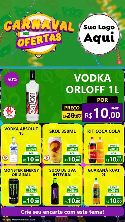 Modelo de Rede Social para Stories com o tema Carnaval de Ofertas para Distribuidora de bebidas