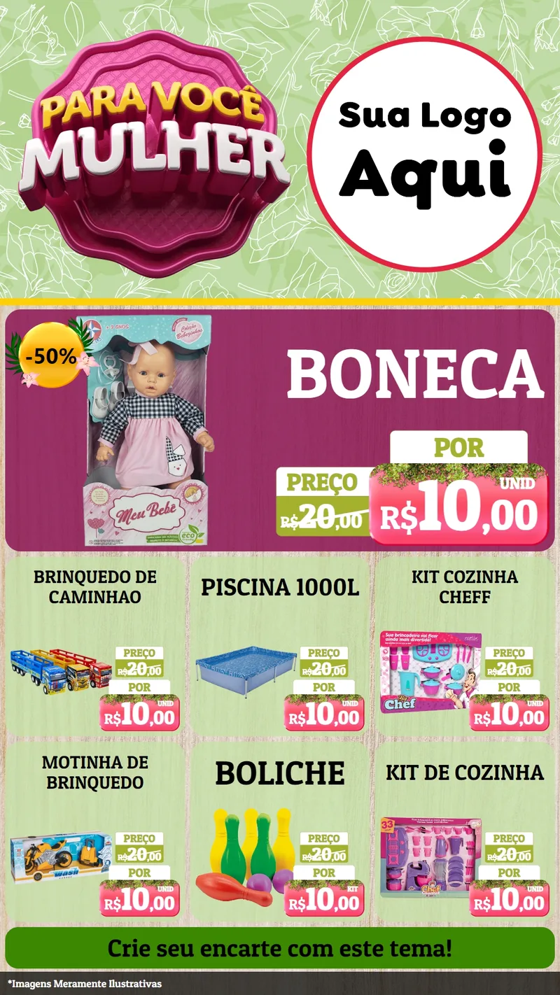 Modelo de Rede Social para Stories com o tema Para Você Mulher para Brinquedos