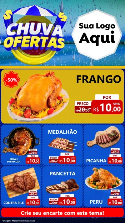 Modelo de Rede Social para Stories com o tema Chuva de Ofertas para Assados