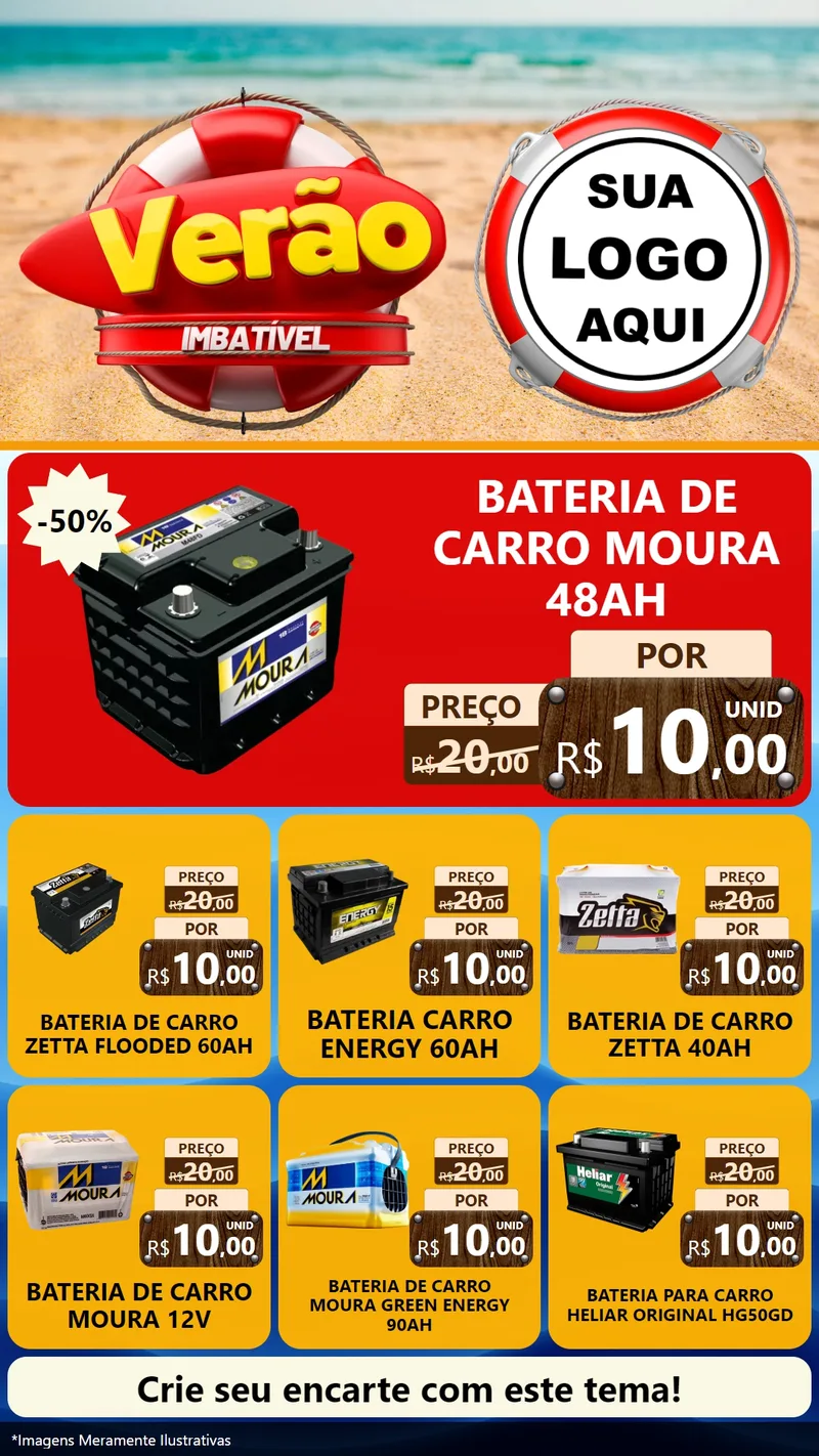 Modelo de Rede Social para Stories com o tema Verão Imbatível para Baterias Elétricas