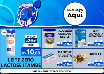 Modelo de Encarte para Encarte A4 Horizontal com o tema Novembro Azul para Frios e Laticínios