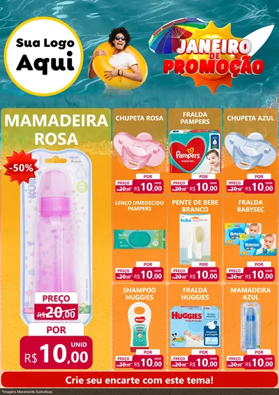 Modelo de Encarte para Encarte A4 Vertical com o tema Janeiro de Promoção para Bebês