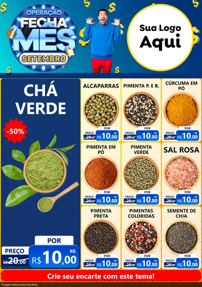Modelo de Encarte para Encarte A4 Vertical com o tema Operação Fecha Mês Setembro para Produtos Naturais