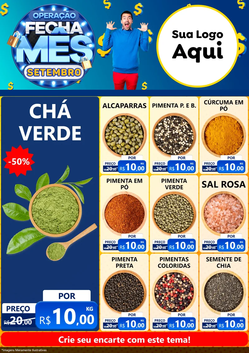 Modelo de Encarte para Encarte A4 Vertical com o tema Operação Fecha Mês Setembro para Produtos Naturais