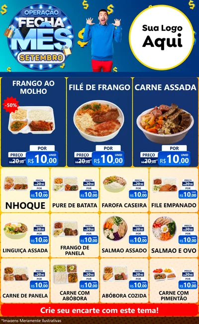 Modelo de Encarte para Encarte Grande com o tema Operação Fecha Mês Setembro para Restaurante
