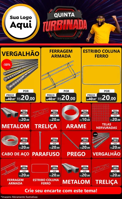 Modelo de Encarte para Encarte Grande com o tema Quinta Turbinada para Ferragens