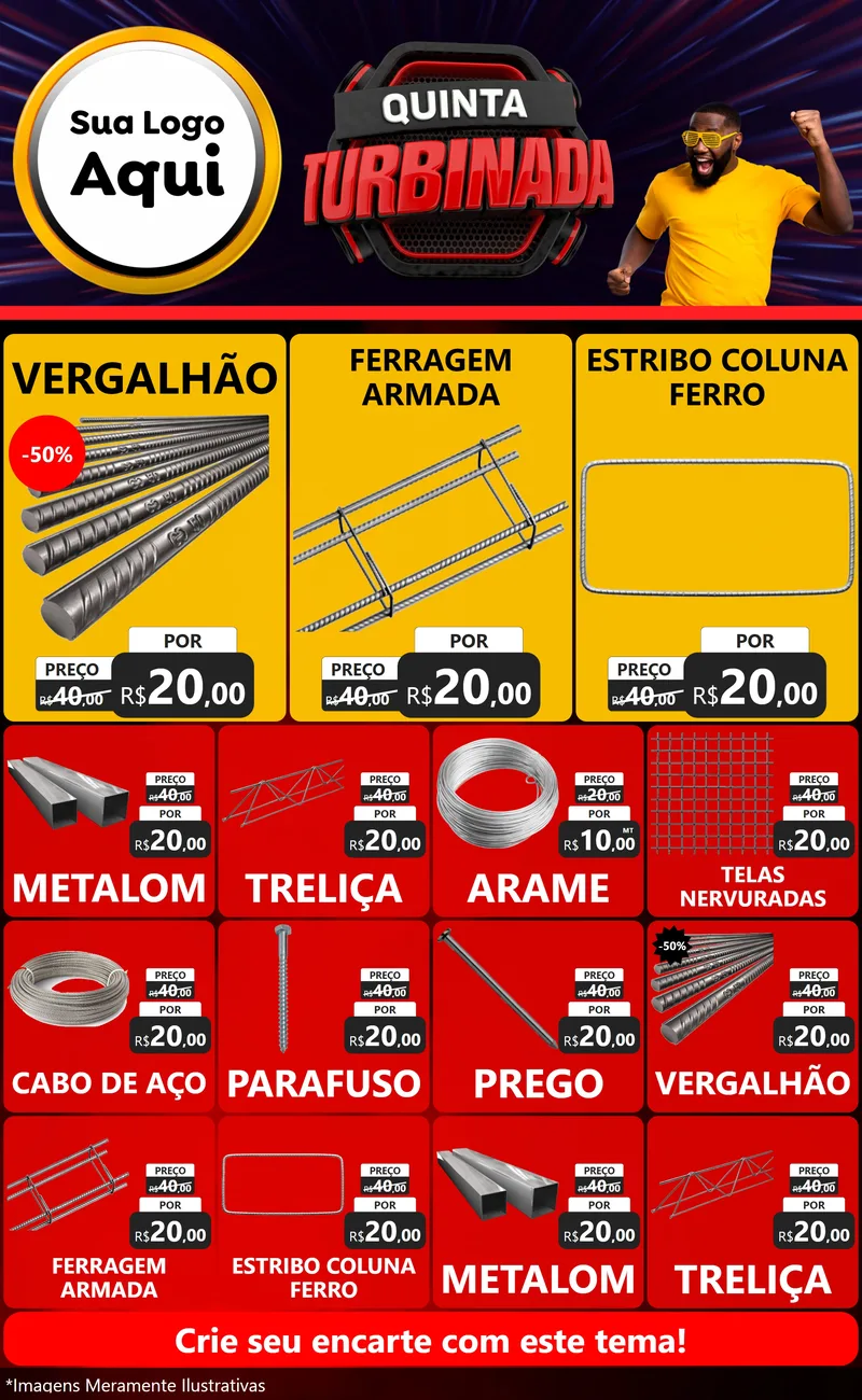 Modelo de Encarte para Encarte Grande com o tema Quinta Turbinada para Ferragens
