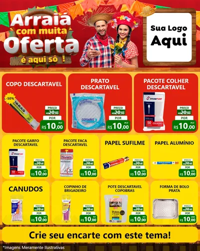 Modelo de Rede Social para Feed Instagram com o tema Arraiá Com Muita Oferta - É Aqui Sô! para Embalagens