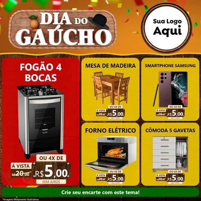 Modelo de Rede Social para Feed Facebook com o tema Dia do Gaúcho para Móveis e Eletro