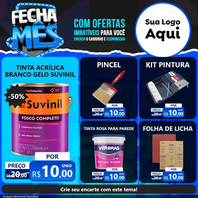 Modelo de Rede Social para Feed Facebook com o tema Fecha Mês para Tintas e Ferramentas