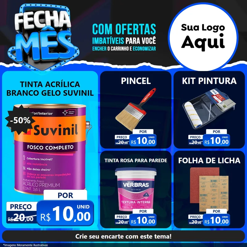 Modelo de Rede Social para Feed Facebook com o tema Fecha Mês para Tintas e Ferramentas