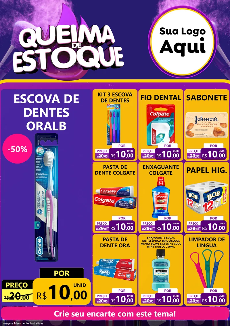 Modelo de Encarte para Encarte A4 Vertical com o tema Queima de Estoque para Higiene Pessoal