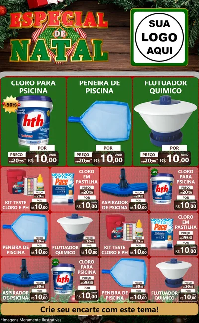 Modelo de Encarte para Encarte Grande com o tema Especial de Natal para Produtos para Piscina