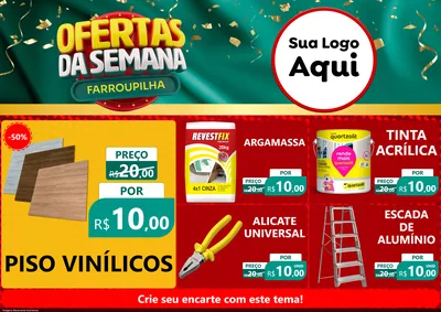 Modelo de Encarte para Encarte A4 Horizontal com o tema Ofertas da Semana Farroupilha para Material para Construção