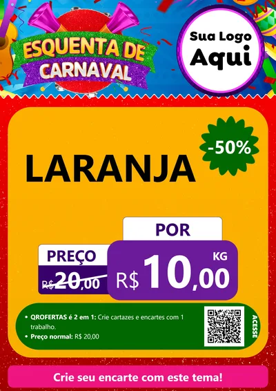 Modelo de Cartaz para Cartaz A4 Vertical com o tema Esquenta de Carnaval para Hortifrúti