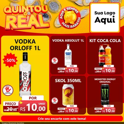 Modelo de Rede Social para Feed Facebook com o tema Quintou do Real para Distribuidora de bebidas