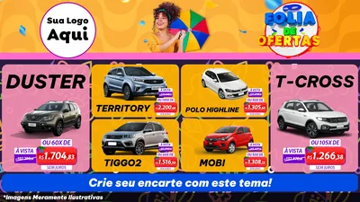 Modelo de TV para TV Horizontal com o tema Folia de Ofertas para Concessionaria de Carros