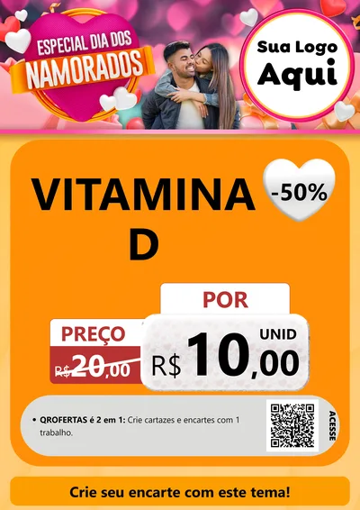 Modelo de Cartaz para Cartaz A4 Vertical com o tema Especial Dia dos Namorados para Farmácia