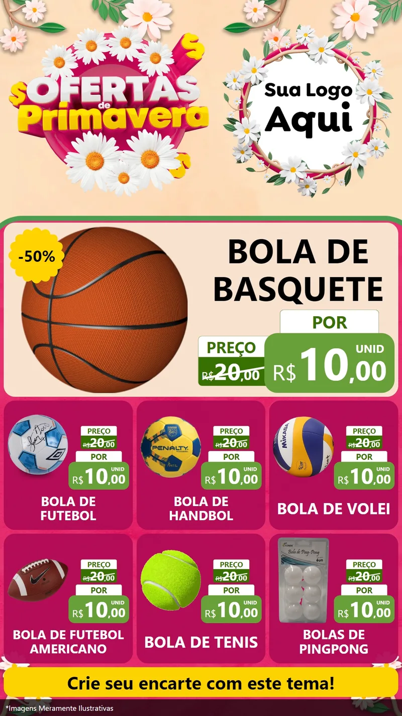 Modelo de Rede Social para Stories com o tema Ofertas de Primavera para Artigos Esportivos
