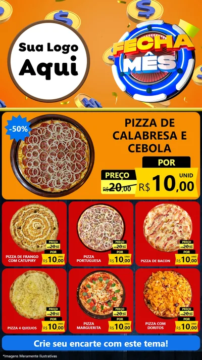 Modelo de Rede Social para Stories com o tema Fecha Mês para Pizzaria