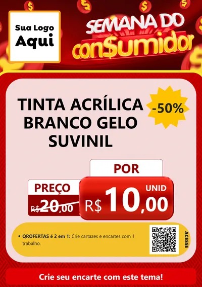 Modelo de Cartaz para Cartaz A4 Vertical com o tema Semana do Consumidor para Tintas e Ferramentas