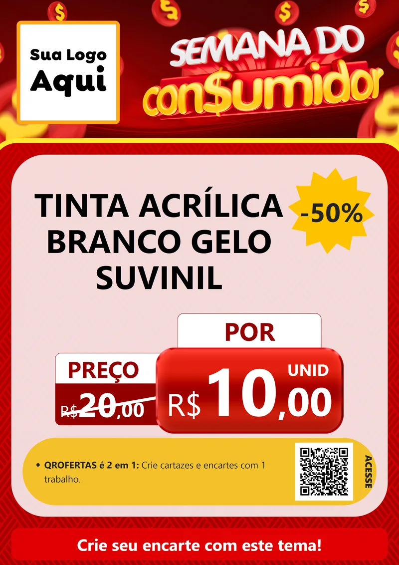 Modelo de Cartaz para Cartaz A4 Vertical com o tema Semana do Consumidor para Tintas e Ferramentas