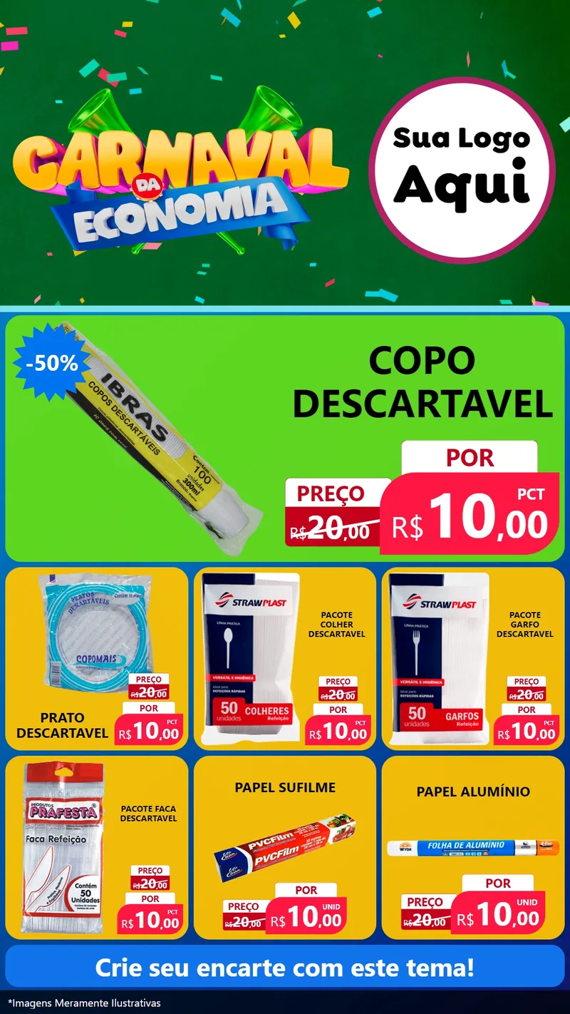 Modelo de Rede Social para Stories com o tema Carnaval da Economia para Embalagens