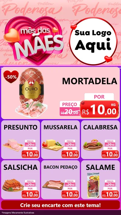 Modelo de Rede Social para Stories com o tema Mês Das Mães para Frios e Laticínios