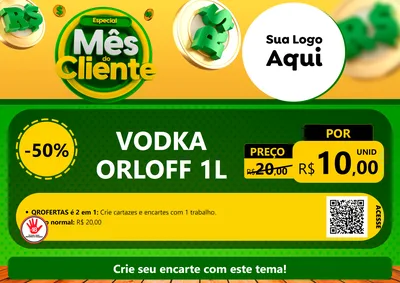 Modelo de Cartaz para Cartaz A4 Horizontal com o tema Especial Mês do Cliente para Distribuidora de bebidas