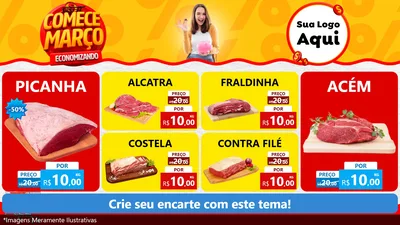 Modelo de TV para TV Horizontal com o tema Comece Março Economizando para Açougue