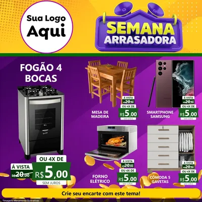 Modelo de Rede Social para Feed Facebook com o tema Semana Arrasadora para Móveis e Eletro