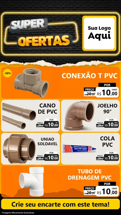 Modelo de TV para TV Vertical com o tema Super Ofertas para Tubos e conexões