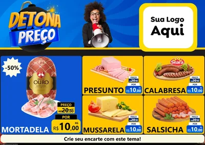 Modelo de Encarte para Encarte A4 Horizontal com o tema Detona Preços para Frios e Laticínios