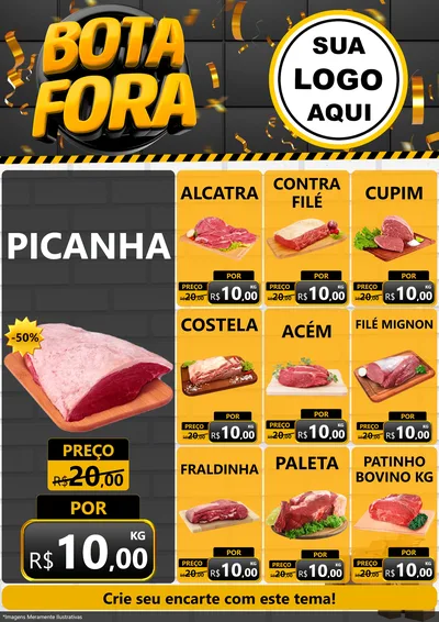 Modelo de Encarte para Encarte A4 Vertical com o tema Bota Fora para Açougue