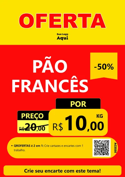 Modelo de Cartaz para Cartaz A4 Vertical com o tema OFERTA - Vermelho Cartaz para Padaria