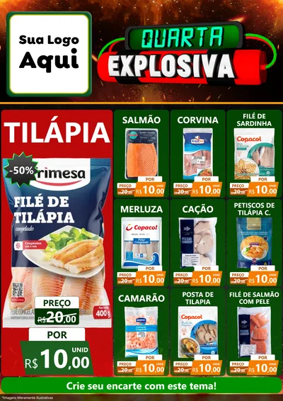 Modelo de Encarte para Encarte A4 Vertical com o tema Quarta Explosiva para Peixaria