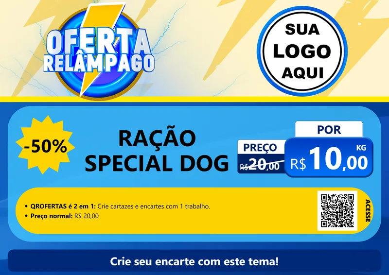 Modelo de Cartaz para Cartaz A4 Horizontal com o tema Oferta Relâmpago para Pet Shop