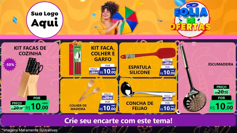 Modelo de TV para TV Horizontal com o tema Folia de Ofertas para Utilidades Domésticas