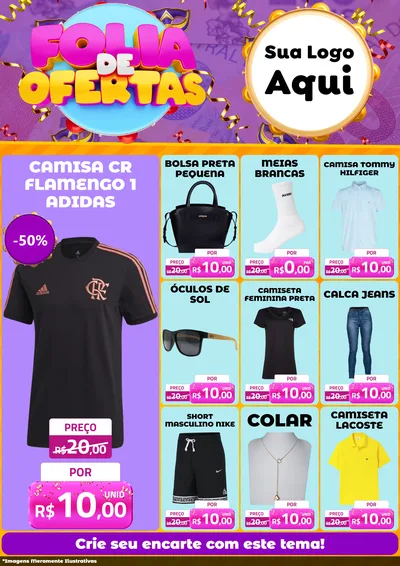 Modelo de Encarte para Encarte A4 Vertical com o tema Folia de Ofertas para Roupas e acessórios