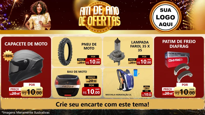 Modelo de TV para TV Horizontal com o tema Fim de Ano de Ofertas para Moto peças