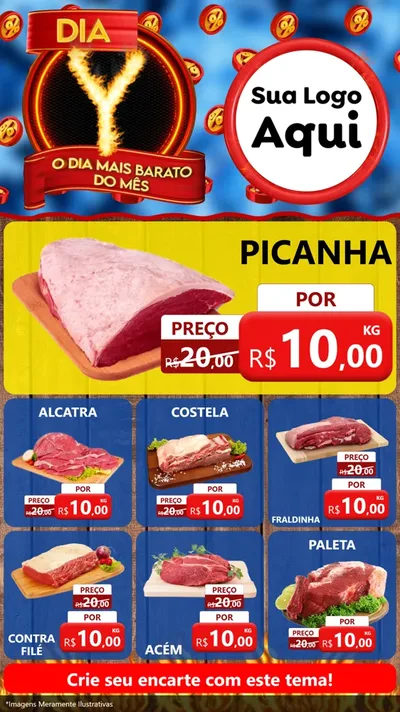 Modelo de Rede Social para Stories com o tema Dia Y - O Dia Mais Barato Do Mês para Açougue